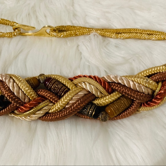 Vtg Macrame Embellishment Boho Belt Size Medium - Picture 3 of 6